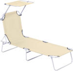 Outsunny Sezlong pentru Gradina cu Baldachin Reglabil, Sezlong pentru Plaja Pliabil Rabatabil pe 4 Niveluri, Bej (84B-001BG)