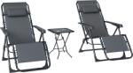Outsunny Set de 2 Șezlonguri de Grădină cu Gravitație Zero și Măsuță cu Suport pentru Pahare, 47x47x54 cm, Gri | Aosom Romania (84G-718V00GY)