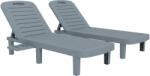 Outsunny Set de 2 șezlonguri, scaun lung cu tăvi retractabile, înclinabil, suprafață cu efect de lemn 62 x 158 x 88 cm, gri | Aosom Romania (84G-793V00CG)