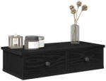 vidaXL Falipolc Fiókokkal Fekete 60x28x15 cm Műszaki Fa