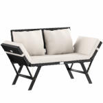 CASARIA Kerti pad, polyrattan, fekete/krém, 176 x 56 x 81 cm, (DE109599)