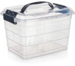 Brilanz Cutie de depozitare VILARD 8, 5l, 31x24x21cm, capac, clemă, mâner, PH FUM/TRA