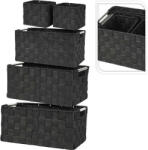 Homestyling Set de coșuri de depozitare cu mânere 5 buc negru