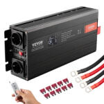 VEVOR 12V 230V 3000W tiszta szinuszos inverter LCD kijelzővel, USB és Type-C csatlakozóval távirányítóval közepes méretű háztartási gépekhez (INVERTER_197988194415)
