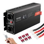 VEVOR 12V 230V 2000W tiszta szinuszos inverter LCD kijelzővel, USB és Type-C csatlakozóval távirányítóval közepes méretű háztartási gépekhez (INVERTER_197988194897)