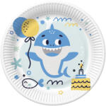 Pol-Mak Happy Birthday Blue Shark papírtányér 8 db-os 22, 7 cm PKK773159 (PKK773159)