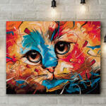 Pictorul Fericit Coloured cat - Pictură pe numere Panza pictura