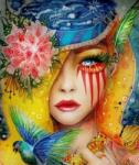 NORIMPEX - Puzzle Pictură Diamant: Pasăre colorată 30x40cm - 1 - 39 piese
