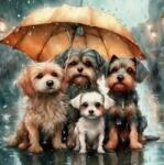 NORIMPEX - Puzzle Tablou Diamant: Familie de câini sub umbrelă 30x40cm - 1 - 39 piese