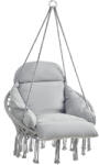 SONGMICS Scaun suspendat tip hamac cu perna groasa, stil scandinav, cadru metalic, include lant si carabiniera, 120 kg, gri (EZ-GDC042G11V3)