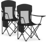SONGMICS Set 2 scaune pliabile camping cu spatar inalt si suport bauturi, husa transport, 150 kg, 52x87x97 cm, negru (EZ-GCB028B02)