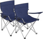 SONGMICS Set 2 scaune pliabile camping cu suport bauturi, husa transport, 52x84x81 cm, 120 kg, albastru (EZ-GCB01IN)