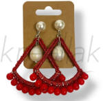  Piros legyező gyöngy fülbevaló