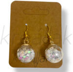  Fehér szív flitteres gömb fülbevaló