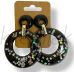  Fekete plasztik kör fülbevaló