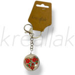  Üveglencsés szív virágos kulcstartó