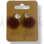  Bordó szőr gömb fülbevaló