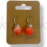  Piros gyöngy cirkónia fülbevaló