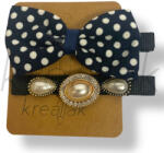  Sötétkék pöttyös hajcsipesz szett