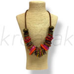  Pink mintás gyöngy karikás nyaklánc