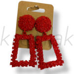  Piros trapéz fém fülbevaló