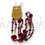  Bordó nyaklánc fémlapokkal, bársonygolyókkal