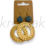  Bézs fülbevaló kék fa gyönggyel