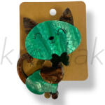  Zöld nagy plasztik cica kitűző