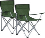 SONGMICS Set 2 scaune pliabile camping cu suport bauturi, husa transport, 52x84x81 cm, 120 kg, verde (EZ-GCB001C01)