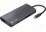 NATEC Docking multiport Natec Fowler 2 V2 8 in 1 Hub USB 3.0 HDMI 4K USB-C RJ45 SD micro SD, Negru (NMP-2162)