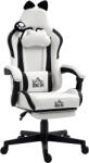 HomCom Scaun gaming ergonomic cu urechi de pisică, fotoliu gamer cu spătar înclinabil, 65 x 62 x 124 cm, alb | Aosom Romania (921-794V00WT)