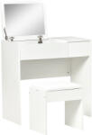 HOMCOM Set Mobilier pentru Toaletă cu Oglindă, Taburet și Sertar, Design Elegant, Masa Consola Alb | Aosom Romania (831-194WT)