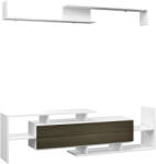 HomCom Mobilier TV cu Raft de Perete, Rafturi Deschise și Dulăpior din Lemn, Mobilier TV Modern, 153, 6x25x42 cm, Alb | Aosom Romania (839-419V01WT)