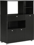HOMCOM Bufet de Bucătărie pentru Cuptor cu Microunde, Mobilier cu Dulapuri, Rafturi și Sertar, 90x40x120 cm, Negru | Aosom Romania (835-398V00BK) Bufet