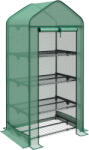 Outsunny Seră de Grădină în 4 Niveluri cu Ușă Rulantă, Seră Mica din Metal & PE, 69x49x158 cm, Verde Închis | Aosom Romania (845-610V02DG)