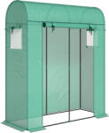 Outsunny Sera de Balcon cu Ușă și Ferestre Rulante, Sera pentru Grădină cu Structură din Oțel și Acoperiș PE, pentru Plante, Legume, Flori, Fructe, Anti UV, 170x68x200 cm, Verde | Aosom Romania (84H-463V00GN)