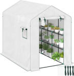 Outsunny Sera de grădină 3 m2 cu rafturi 3 niveluri, PE renforcée 135 g/m2 anti-UV, ușă rulabilă și ferestre din plasă | Aosom Romania (845-931V01WT)