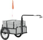 HomCom Remorcă pentru bicicletă cu cutie de depozitare detasabilă și pliabilă de 65L, reflectoare de siguranță, capacitate maximă 40KG, gri | Aosom Romania (B71-061V02GY)