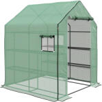 Outsunny Seră de grădină cu 1 ușă, 1 ferestre, rafturi 3 nivele pentru Legume Plante Flori Pânză PE 140 x 143 x 190 cm | Aosom Romania (845-932V00GN)