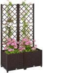 Outsunny Pat Înălțat pentru Grădină cu Spalier și 6 Orificii de Drenaj, 80x40x135 cm, Maro | Aosom Romania (84H-285V00BN)