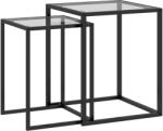 HOMCOM Set de 2 Masute care se Suprapun, Masute de Cafea Moderne care Economisesc Spatiul Patrate din Otel si Sticla Securizata, Negru | Aosom RO (839-841V00BK)