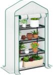 Outsunny Seră de grădină balcon raft seră 4 nivele 90 x 49 x 160 cm oțel galvanizat folie PE de înaltă densitate alb | Aosom Romania (845-936V00WT)