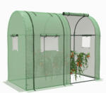 Outsunny Sera de grădină 1, 8 m2 dim. 1, 85L x 0, 9l x 1, 5H m 2 Uși cu fermoar rulante 4 Ferestre rulante Oțel PE Verde | Aosom Romania (845-956V00GN)