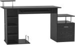 HomCom Birou Modern pentru Computer cu Sertare, Rafturi și Suport Detașabil pentru Tastatură, 152x60x88 cm, Negru | Aosom Romania (920-013)