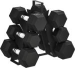 SPORTNOW Set de Gantere pentru Sala de Fitness cu Suport, 2x4kg, 2x6kg, 2x8kg, Greutăți Hexagonale din Metal cu Mâner Antiderapant, Antrenament de Forță Acasă, Negru | Aosom Romania (A91-403V01BK)