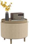 HOMCOM Pouf rotund taburet de odihnă cu depozitare, capac reversibil, mobilier 3 în 1 picior din lemn bej | Aosom Romania (838-434V80BG)