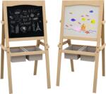 AIYAPLAY Sevalet Creativ 3 în 1 pentru Copii, cu Rola de Hârtie, Tablă pentru Creion și Cretă, Educațional, Lemn Natural, 3-6 Ani | Aosom Romania (3B0-007V00ND)
