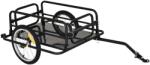 HomCom Cărucior pentru Bicicletă cu Pereți Pliabili și Detașabili, Remorcă pentru Bicicletă din Oțel și PE, 139x71.5x49 cm, Negru | Aosom Romania (B4-0008)