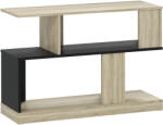HOMCOM Măsuță laterală în formă de S, măsuță de canapea cu 3 niveluri și rafturi de depozitare, 90 x 30 x 61 cm, efect lemn natural negru | Aosom Romania (83B-363V00MX)