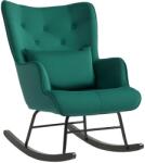 HOMCOM Fotoliu Balansoar din Catifea cu Spătar Înalt, Fotoliu Balansoar cu Pernă și Brațe, 70x86x94 cm, Verde | Aosom Romania (839-969V00GN) Balansoar
